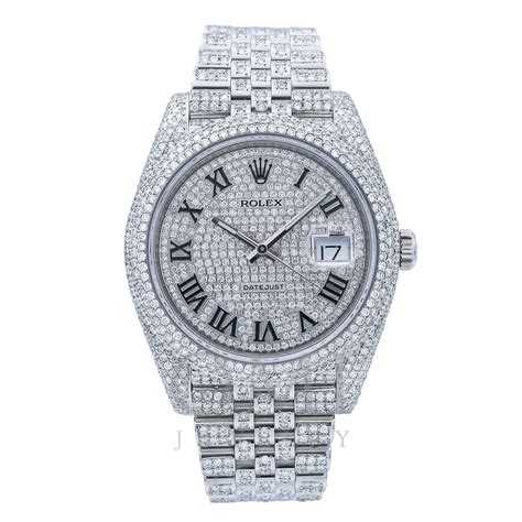 rolex watch diamond silver|rolex full diamond watch.